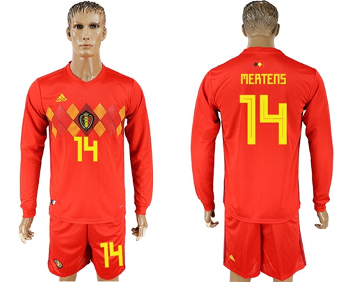 Belgium #14 Mertens Red Home Long Sleeves Soccer Country Jersey - Click Image to Close